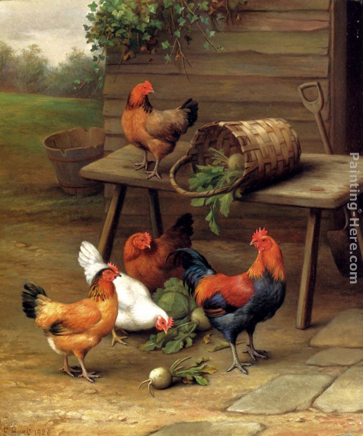 Poultry In A Barnyard painting - Edgar Hunt Poultry In A Barnyard art painting